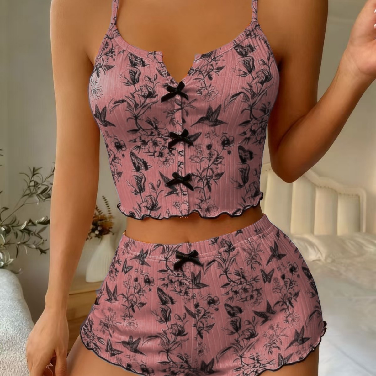 Two-piece lounge or sleepwear set